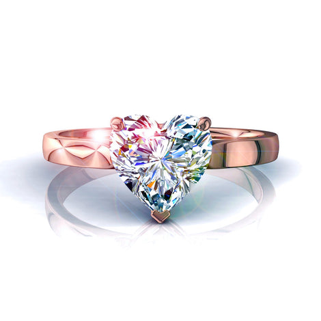 Anello di fidanzamento Capucine in oro rosa 1.50 carati con diamante cuore