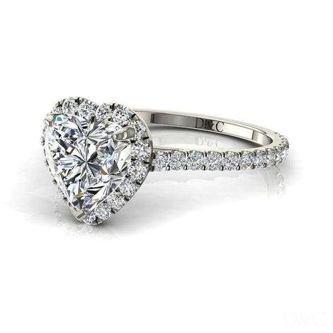 Anello di fidanzamento con diamante cuore in oro bianco 1.70 carati Camogli