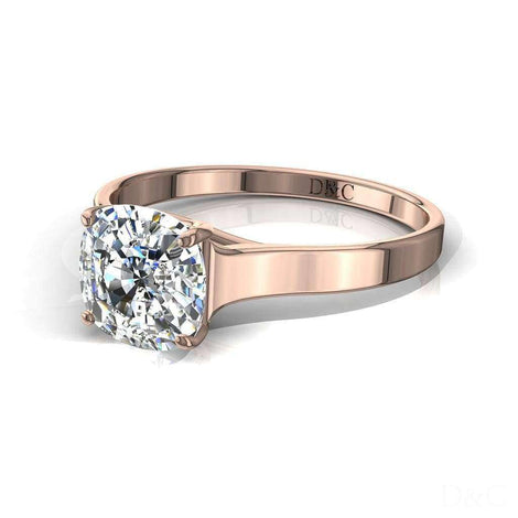 Solitaire diamant coussin 0.40 carat or rose Cindy