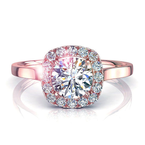 Bague de fiançailles diamant coussin 0.60 carat or rose Capri