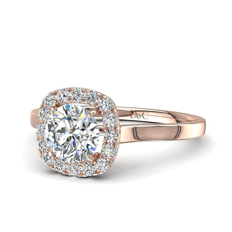 Anello di fidanzamento Capri in oro rosa 0.60 carati con diamante cushion