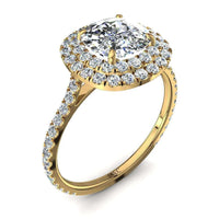 Bague de fiançailles diamant coussin 1.10 carat or jaune Antoinette
