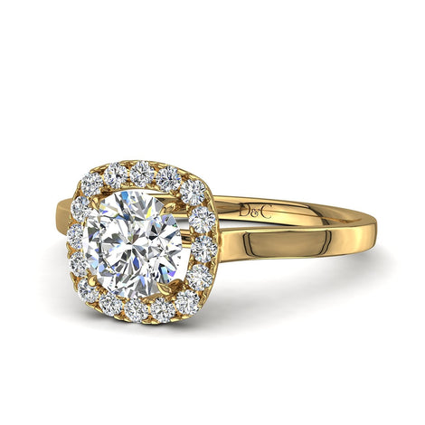 Bague de fiançailles diamant coussin 1.10 carat or jaune Capri