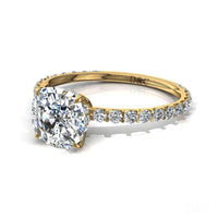 Bague de fiançailles diamant coussin 1.10 carat or jaune Valentine