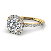 Anello di fidanzamento con diamante a cuscino in oro giallo 1.30 carati Camogli