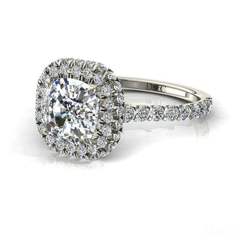 Anello di fidanzamento Margueritta in oro bianco 1.40 carati con diamante taglio cuscino