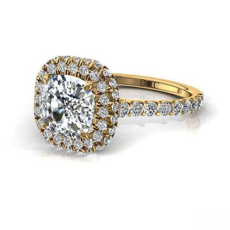 Anello di fidanzamento con diamante a cuscino in oro giallo 1.40 carati Margueritta