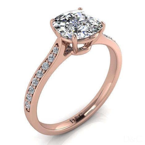 Anello di fidanzamento con diamante a cuscino in oro rosa 1.40 carati Ganna
