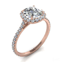 Anello di fidanzamento con diamante cushion in oro rosa 1.50 carati Camogli