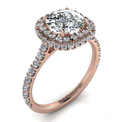 Anello di fidanzamento con diamante a cuscino in oro rosa 1.50 carati Margueritta