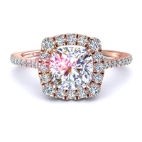 Anello di fidanzamento Alida in oro rosa 1.60 carati con diamante taglio cuscino
