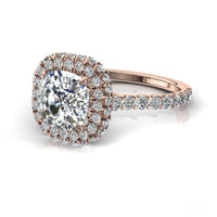 Anello di fidanzamento con diamante a cuscino in oro rosa 1.60 carati Margueritta