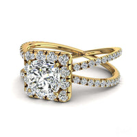 Bague de fiançailles diamant coussin 1.65 carat or jaune Margareth