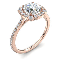 Anello di fidanzamento Alida in oro rosa 2.10 carati con diamante taglio cuscino