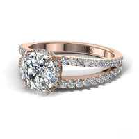 Anello di fidanzamento con diamante a cuscino in oro rosa 2.20 carati Recco