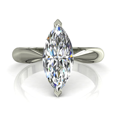 Elodie Anello di fidanzamento con diamante marquise da 0.30 carati I / SI / Platino
