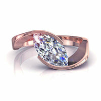 Bague de fiançailles diamant marquise 0.40 carat or rose Sylvia