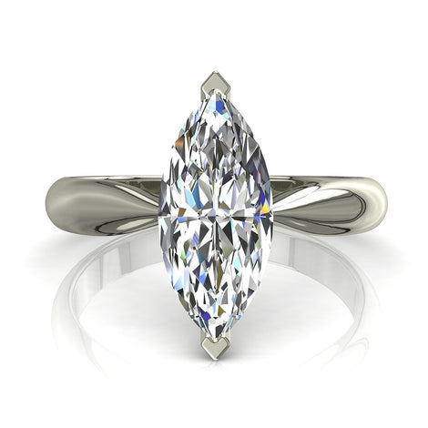 Anello di fidanzamento con diamante marquise Elodie in oro bianco 0.90 carati