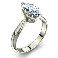 Anello di fidanzamento con diamante marquise Elodie in oro bianco 0.90 carati