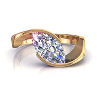 Bague de fiançailles diamant marquise 0.90 carat or jaune Sylvia
