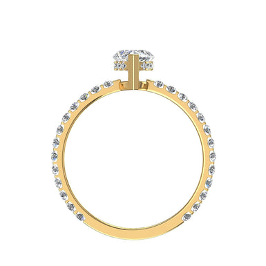 Anello solitario di San Valentino con diamanti marquise e diamanti rotondi da 0.90 carati
