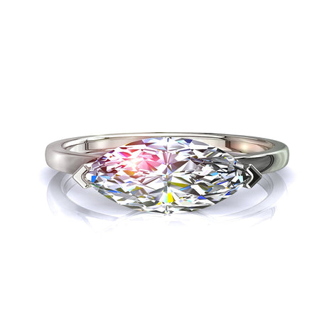 Bella anello di fidanzamento con diamante marquise in oro bianco 1.00 carati