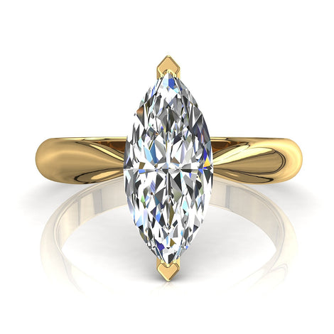 Bague de fiançailles diamant marquise 1.00 carat or jaune Elodie