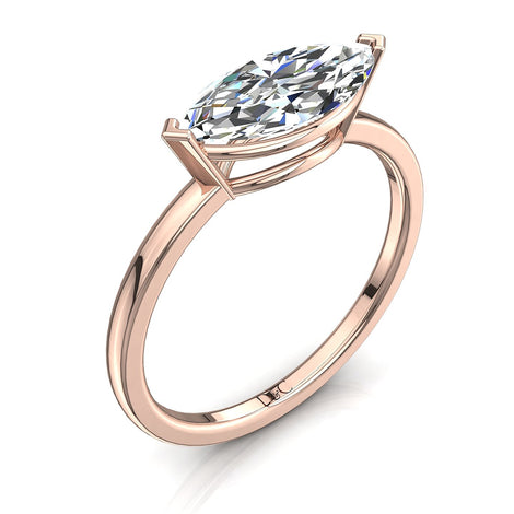 Bella anello marquise in oro rosa 1.00 carati con diamanti