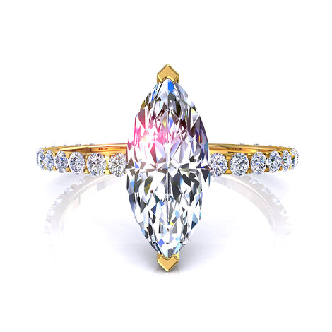 Anello San Valentino con diamante marquise da 1.10 carati in oro giallo 18 carati