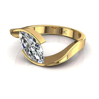 Bague de fiançailles diamant marquise 1.70 carat or jaune Sylvia