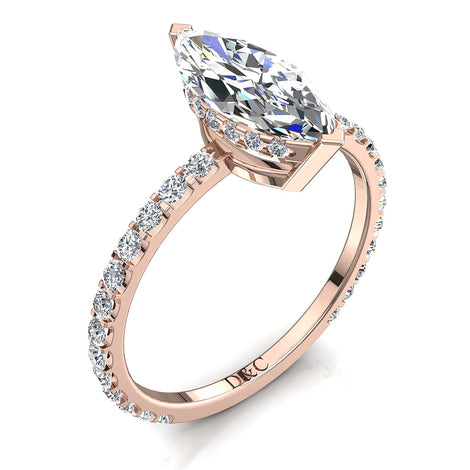 Anello di fidanzamento con diamante marquise in oro rosa 1.70 carati di San Valentino