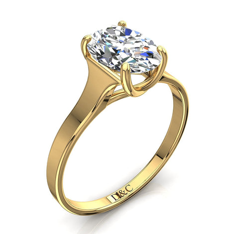 Anello di fidanzamento con diamante ovale in oro giallo 0.50 carati Cindy