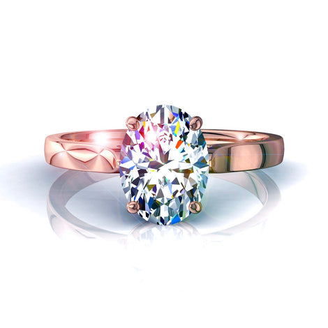 Bague de fiançailles diamant ovale 0.50 carat or rose Capucine