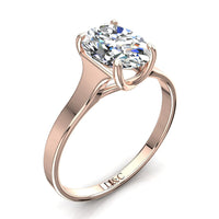 Anello di fidanzamento con diamante ovale in oro rosa 0.50 carati Cindy