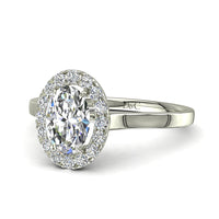 Anello di fidanzamento Capri in oro bianco 0.60 carati con diamante ovale
