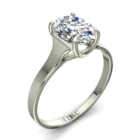 Solitaire diamant ovale 0.70 carat or blanc Cindy