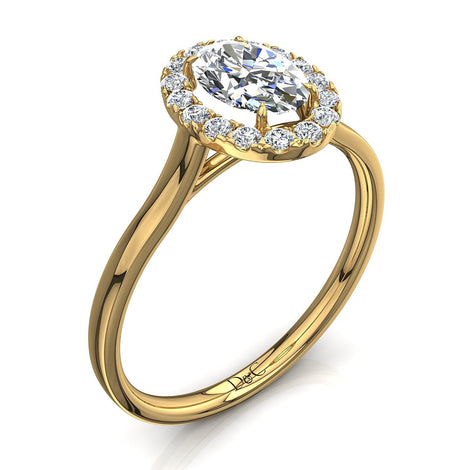 Bague de fiançailles diamant ovale 0.70 carat or jaune Capri
