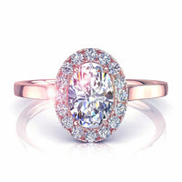 Bague de fiançailles diamant ovale 0.70 carat or rose Capri