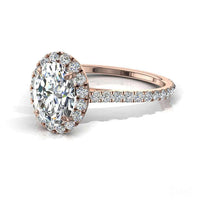 Anello di fidanzamento con diamante ovale in oro rosa 0.80 carati Camogli