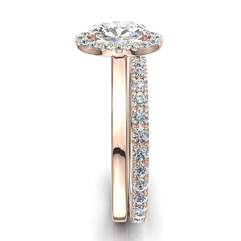 Anello Capri in oro rosa 0.80 carati con diamante ovale