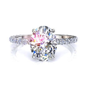 Bague de fiançailles 0.90 carat diamant ovale et diamants ronds Valentine