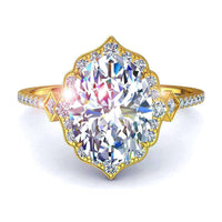 Bague de fiançailles diamant ovale 0.90 carat or jaune Anna