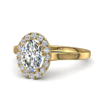Bague de fiançailles diamant ovale 0.90 carat or jaune Capri