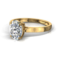 Diamante solitario ovale Capucine in oro giallo 0.90 carati