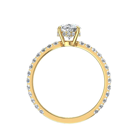 Anello di fidanzamento con diamante ovale in oro giallo 0.90 carati di San Valentino