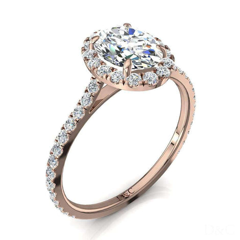Anello di fidanzamento con diamante ovale in oro rosa 0.90 carati Camogli