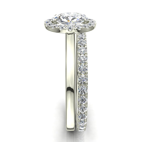 Bague de fiançailles diamant ovale 1.00 carat or blanc Capri