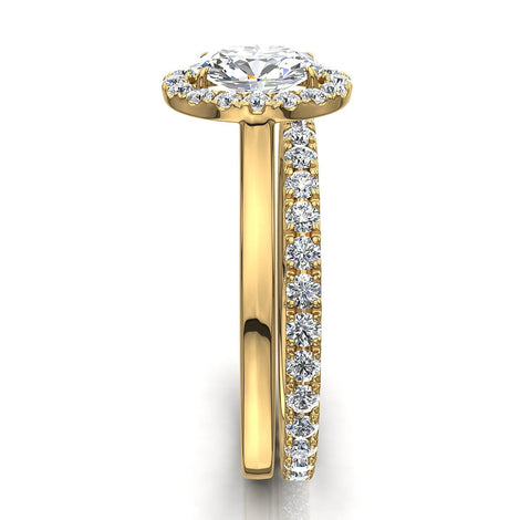 Bague de fiançailles diamant ovale 1.00 carat or jaune Capri