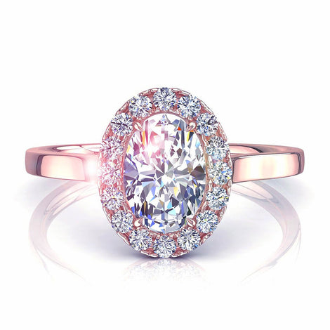 Anello Capri in oro rosa 1.00 carati con diamante ovale