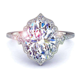 Solitaire Anna bague diamant ovale et diamants ronds 1.10 carat